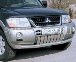 Защита переднего бампера с пластинами Pajero 03-06