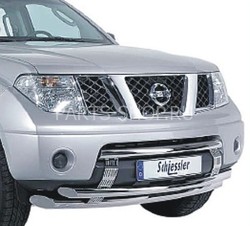 Защита переднего бампера nissan navara 76+60мм. нерж.