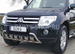 Защита переднего бампера 40мм + "зубы" Pajero 2007-