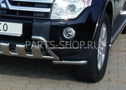 Защита переднего бампера угловая 40 мм на Pajero 2007-