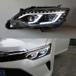 Передние фары camry acv55, линзовые с дхо и бегающим поворотником