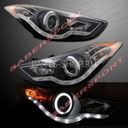 Фары на Elantra линзовые с ангельскими глазками