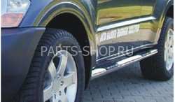 Пороги трубообразные 76 мм c площадкой для ноги Pajero 03-06
