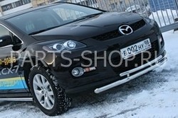 Защита переднего бампера двойная на Мazda CX-7 2007-