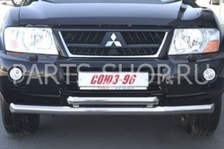 Защита переднего бампера двойная Pajero 03-06