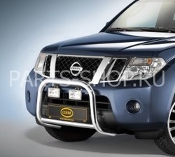 Защита передняя Navara 60мм. нерж. 2010-