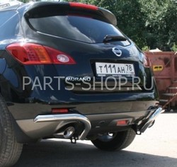 Защита заднего бампера угловая Nissan Murano 2008-