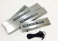 Накладки patrol на внутрисалонные пороги стиль nismo, с подсветкой