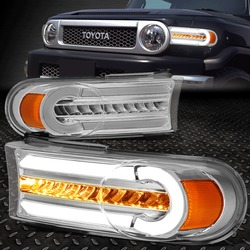 Поворотники с желтым катафотом FJ Cruiser хром с ходовыми огнями