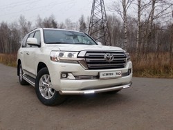Защита переднего бампера c ДХО на Land Cruiser 200 2015-