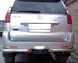 Защита заднего бампера двойная угловая GX470